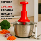 2.0 Litre Premium Quality Meat and Vegetable Push Chopper in action with ingredients
