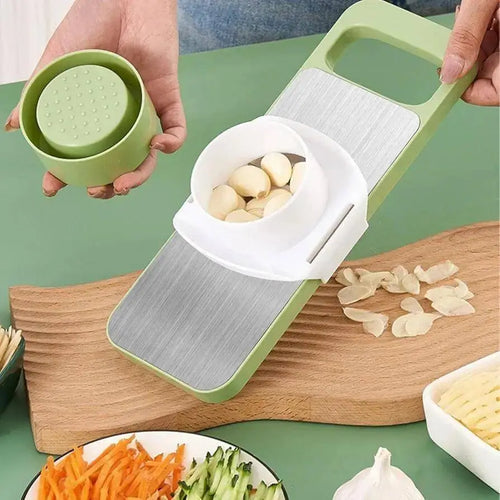 5-in-1 Thickened Stainless Steel Vegetable Cutter Set with 5 Replacement Blades and Safety Hand Guard for Slicing and Grating - Trend Us Store