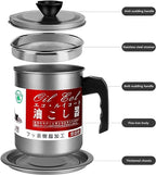 Carbon Steel Oil Filter Pot parts breakdown with anti-scalding handle and fine iron body