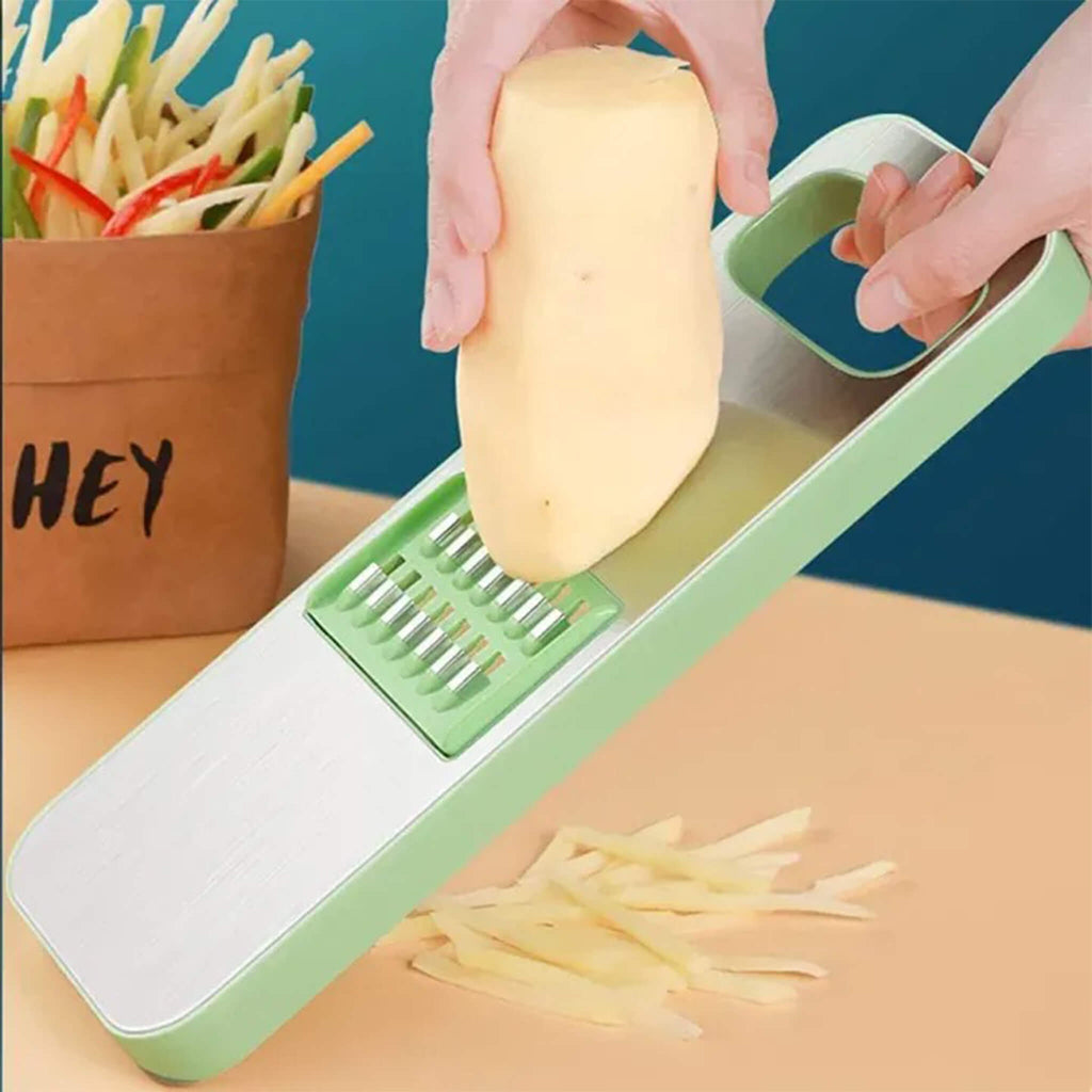 High-quality stainless steel and BPA-free plastic vegetable slicer showing robust, corrosion-resistant, and long service life features - Trendas