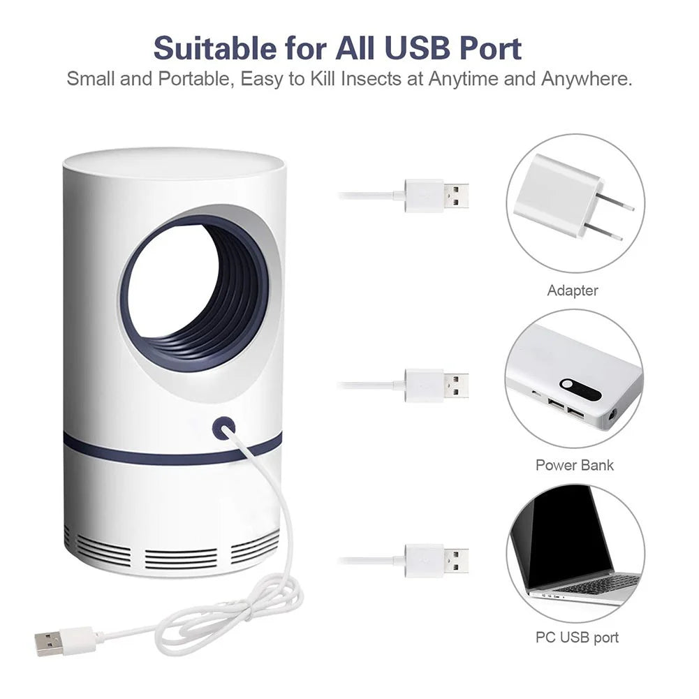 Portable USB Mosquito Lamp Suitable All USB Ports Power Bank Adapter PC