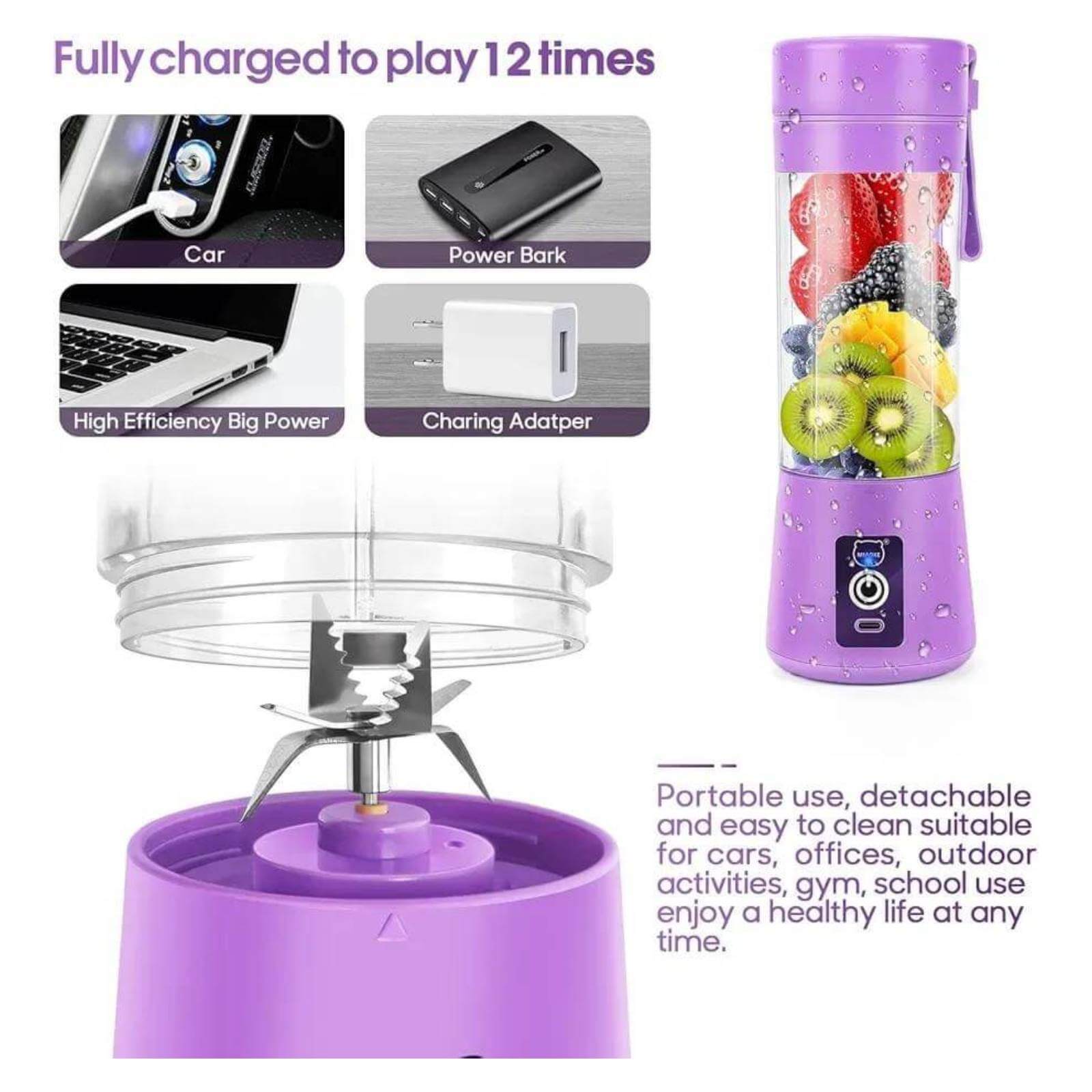 Portable smoothie blender with USB charging