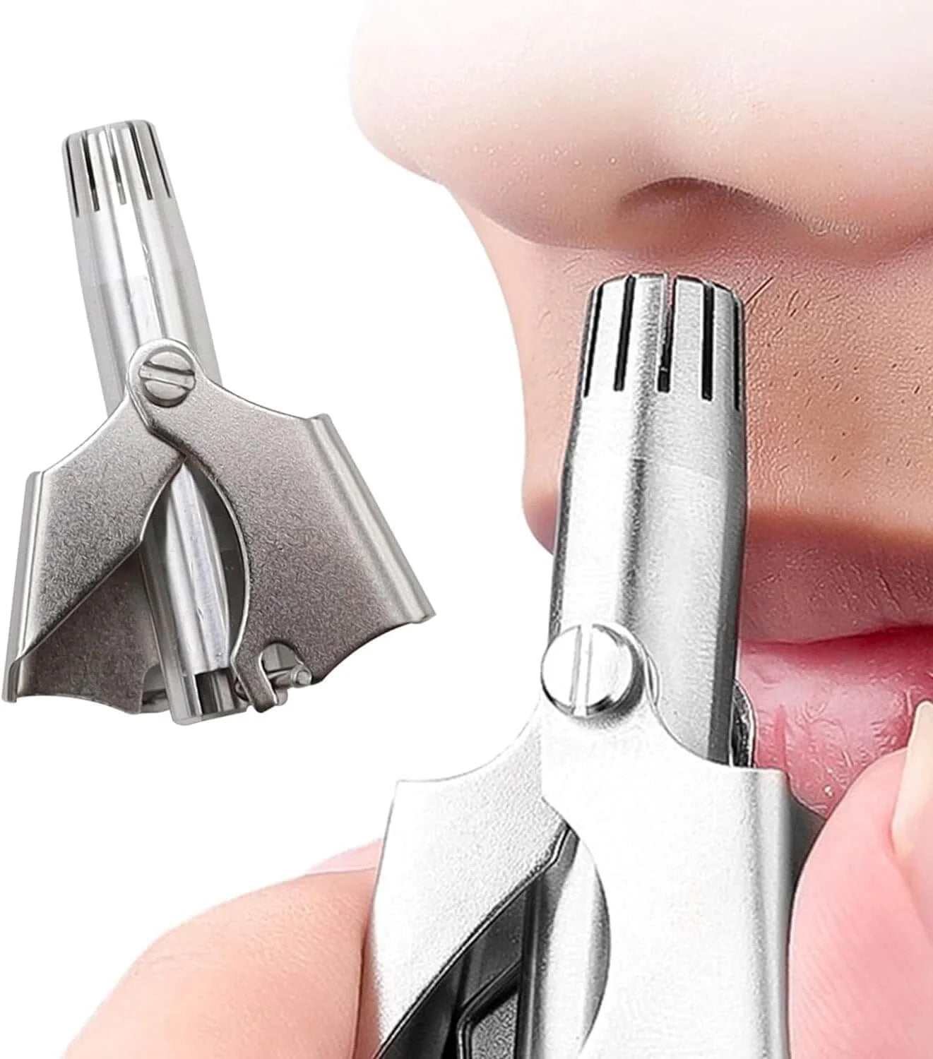 Premium stainless steel nose hair trimmer with travel-friendly storage box