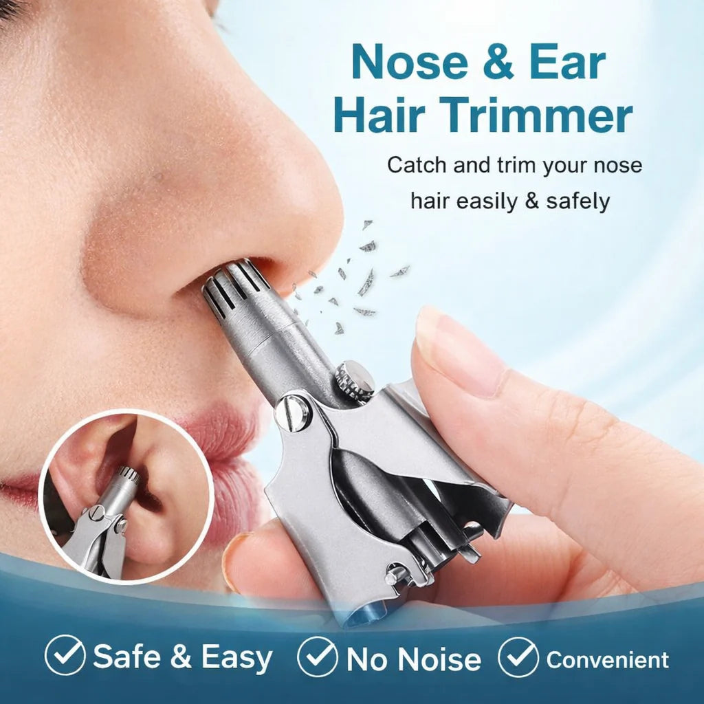 Safe and easy-to-use manual nose and ear hair trimmer, quiet operation for convenient grooming.