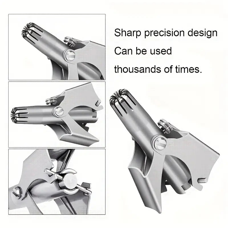 Sharp precision design stainless steel manual nose hair trimmer, durable for thousands of uses.